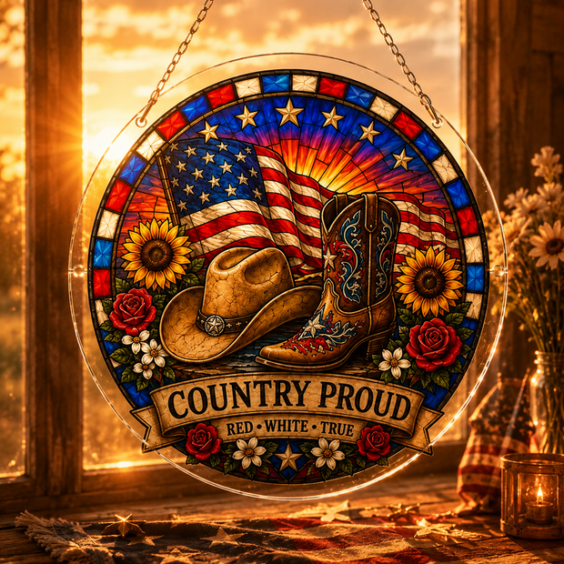 Country Proud Patriotic - Acrylic Suncatcher Puzzle - 250th Anniversary Gift
