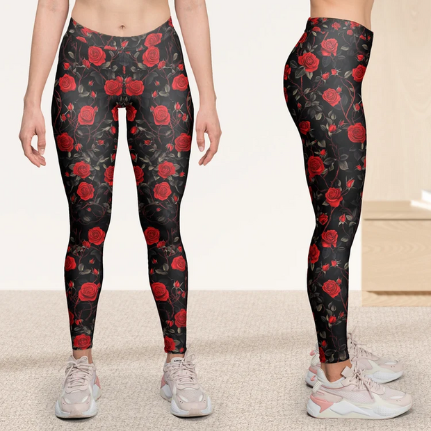 Gothic Floral Custom Birth Flower Gift For Her - Personalized Leggings
