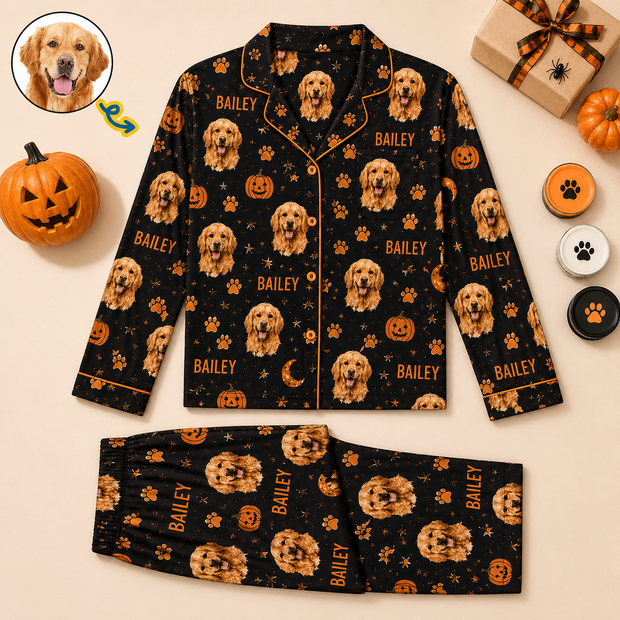 Custom Pet Photo Halloween - Personalized Pajama - Gift For Family, For Couple