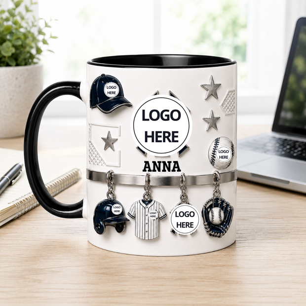 Game Day Baseball Mug - Personalized Accent Mug - Gift For Baseball Fans, Sports Fans, Sports Lovers