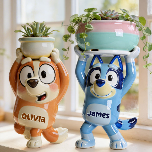 Bldo Happy Dog - Personalized Acrylic Vase - Gift For Gardening Lovers