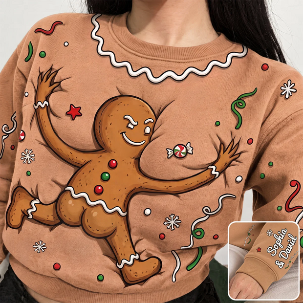 Funny Gingerbread Custom Name Christmas Gift For Her - Personalized All Over Shirt