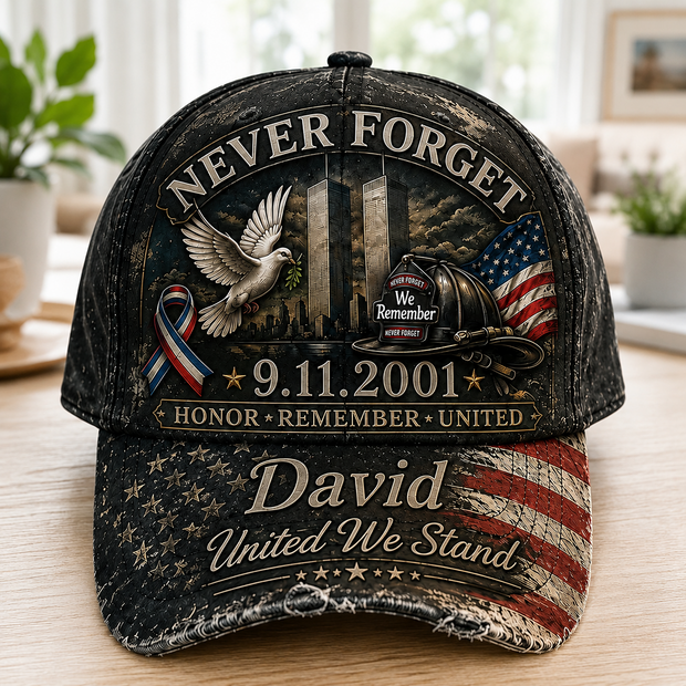 September 11 Never Forget United We Stand American Flag - Personalized Classic Cap