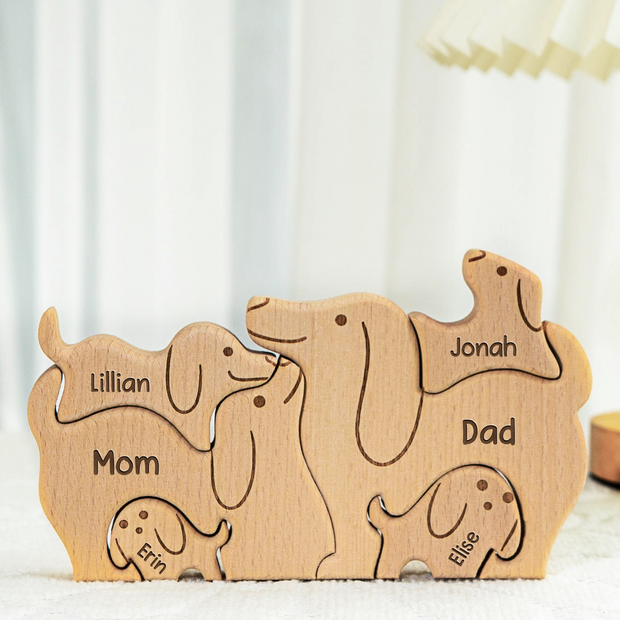 Dog Family - Personalized Wooden Puzzle - Gift For Family CT01