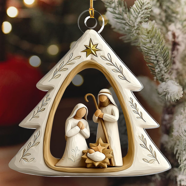 Sacred Night Nativity - 1-Layer Acrylic Ornament - Gift For Family, For Christmas HL128