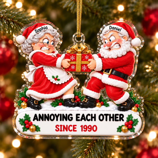 Funny Santa Annoying Each Other Christmas Gift For Couple - Personalized Acrylic Ornament