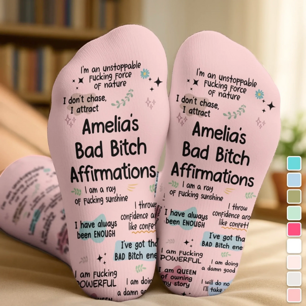 Affirmation Custom Name Gift For Her - Personalized Crew Socks