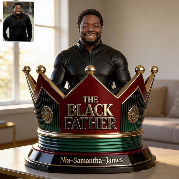 Black Father Custom From Photo - Personalized Custom Shaped Acrylic Plaque - Gift For Father's Day