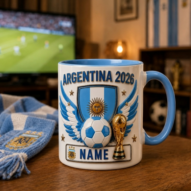 Argentina 3D World Cup Soccer Coffee Mug - Personalized Coffee Mug - Gift For Football Lovers, Sports Fans, Sports Lovers