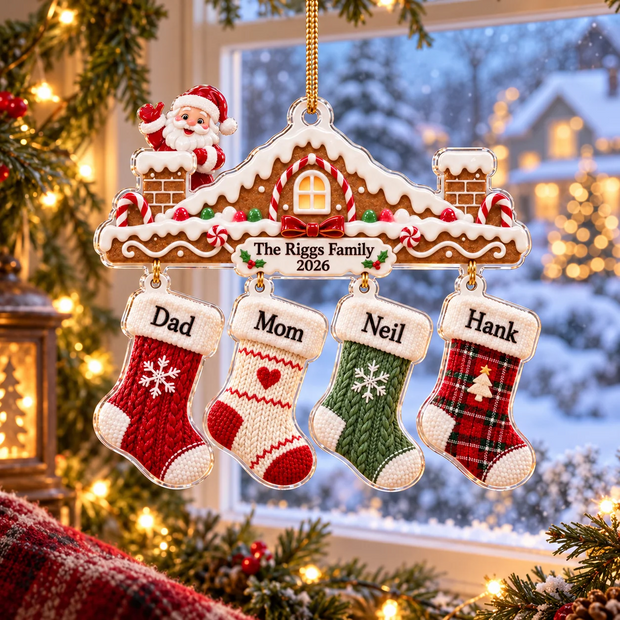 Santa Stocking Christmas Gift For Family - Personalized Acrylic Ornament