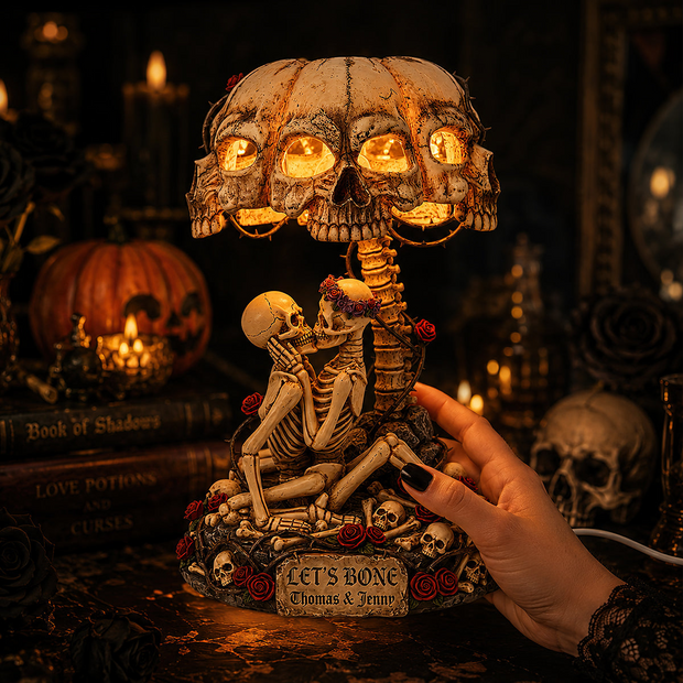 Skeleton Couple Gothic Decor Halloween - Personalized Acrylic Light Box - Gifts For Couple