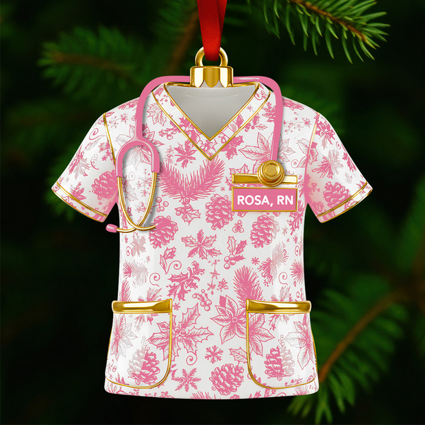 Nurse Toile de Jouy - Personalized Acrylic Ornament - Christmas Gift For Nurse NL122
