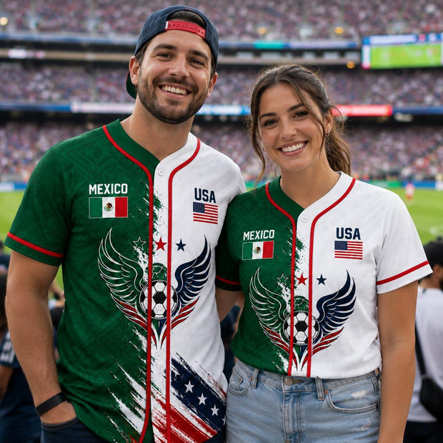 Half USA Half Mexico Baseball Jersey - Personalized Baseball Jersey - Gift For Football Lovers, Sports Fans, Sports Lovers