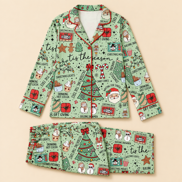 Tis The Season Santa Retro Christmas Sleepwear Gifts For Adults And Kid - Personalized Pajama Set