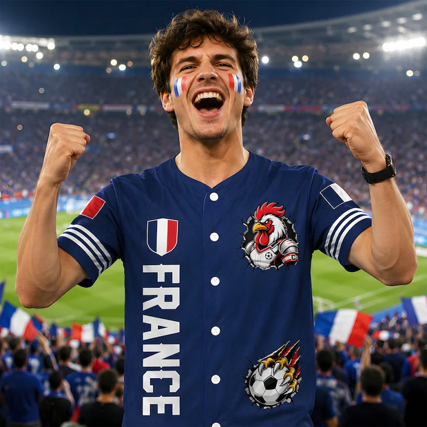 France Baseball Jersey - Personalized Baseball Jersey - Gifts For Football Lovers, Sports Fans