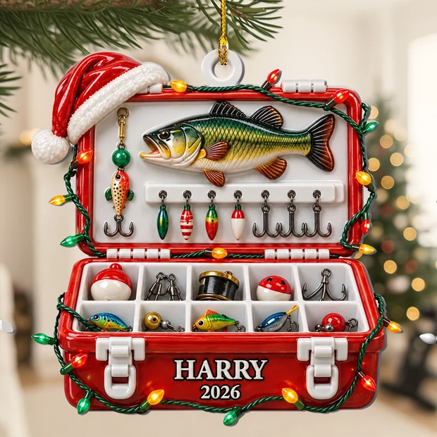 Fishing Tackle Box Custom Name Gift For Fisherman - Personalized Premium 3D Acrylic Ornament