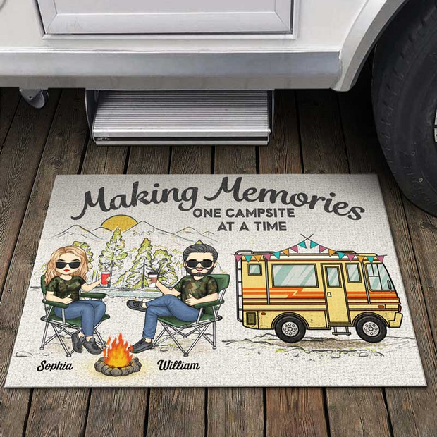The Great Outdoors Is My Happy Place - Personalized Custom Mat - Gift For Camping Lovers| GR36