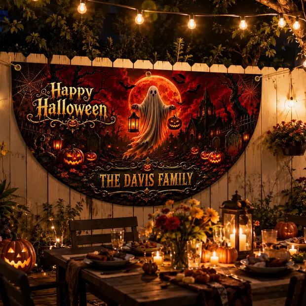Haunted Ghost Halloween Personalized Fan Flag - Halloween Gifts For Family