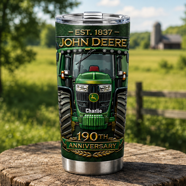 Green Tractor 190th Anniversary - Personalized Tumbler - Gift For Farmers