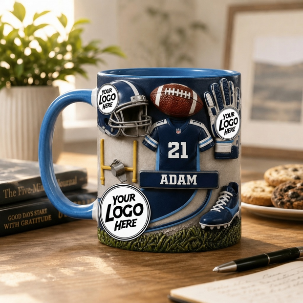 Love Football - Personalized Accent Mug - Gift For Football Fans
