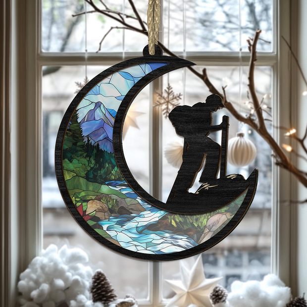 Hiker Ornament - Personalized Window Hanging Suncatcher - Gift For Men, Women, Hiking Lovers HN02