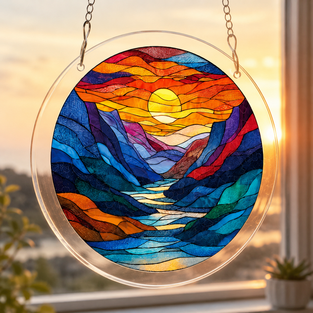 Moonlit Riverscape - Acrylic Suncatcher Puzzle -Gift for Family