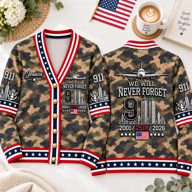 9/11 25th Anniversary - Personalized Cardigan - Gift For Veterans