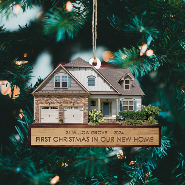 Custom House Photo Christmas Decor - Personalized Shaped Acrylic Ornament - Gift For Family HN02