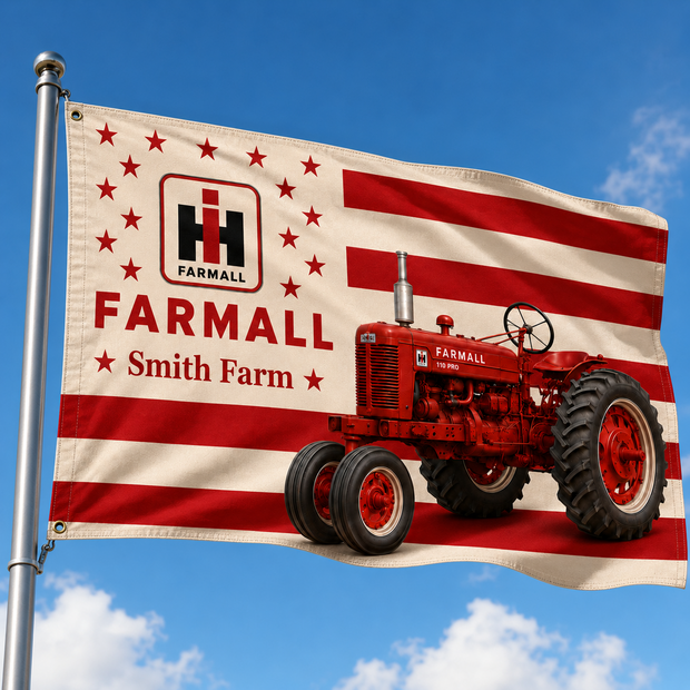 Red Farm Heritage - Personalized House Flag - Gift For Farmers
