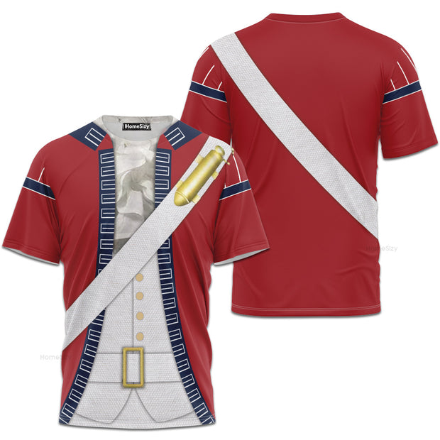 Historical Men's British Redcoat Cosplay Costume - 3D Tshirt