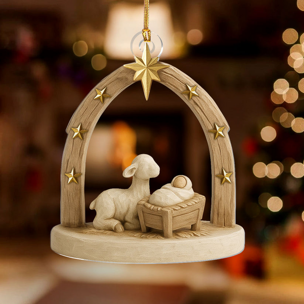 Starry Night Baby Jesus - 1 Layer Acrylic Ornament - Gift for Chirstmas HL128