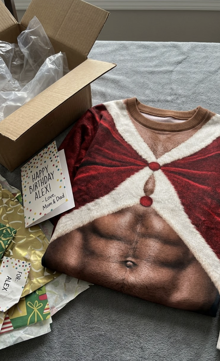 Review by Grandma Jo - Santa Abs On Full Display Today - Personalized Chrismas Ugly Sweatshirt - Chrismas Gift For Him