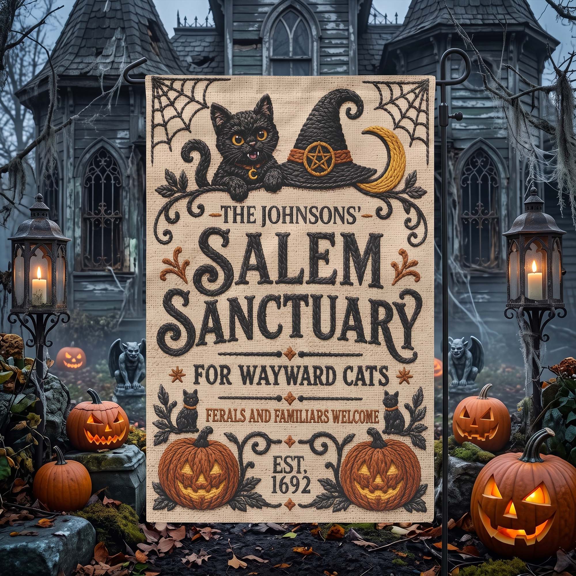 salem sanctuary for wayward cats ferals and familiars welcome personalized flag 1