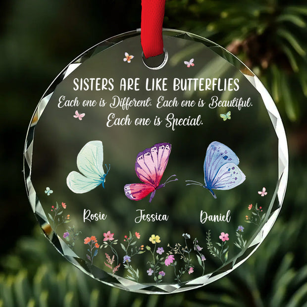 Sister Are The Gardeners Of Our Souls - Personalized Round Glass Ornament - Chrismas Gift For Family