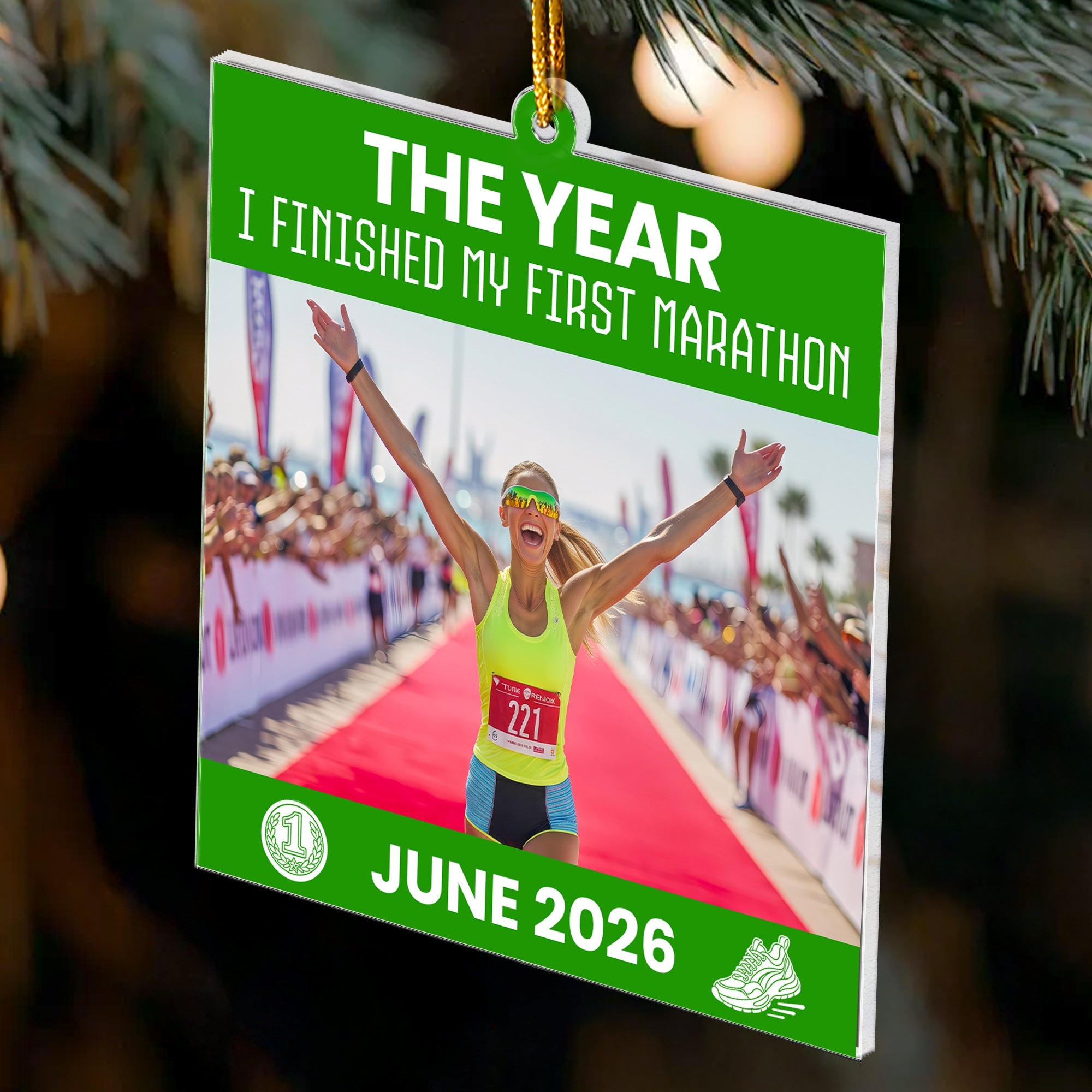the year with my running memories personalized ornament 3