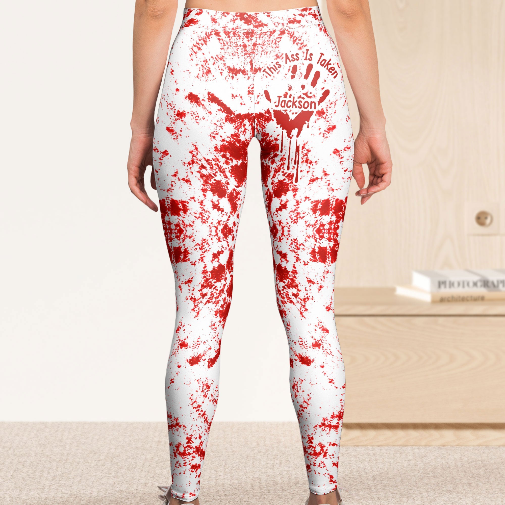 this a belongs to halloween costume 3d bloody creepy version for her wife girlfriend personalized leggings 3