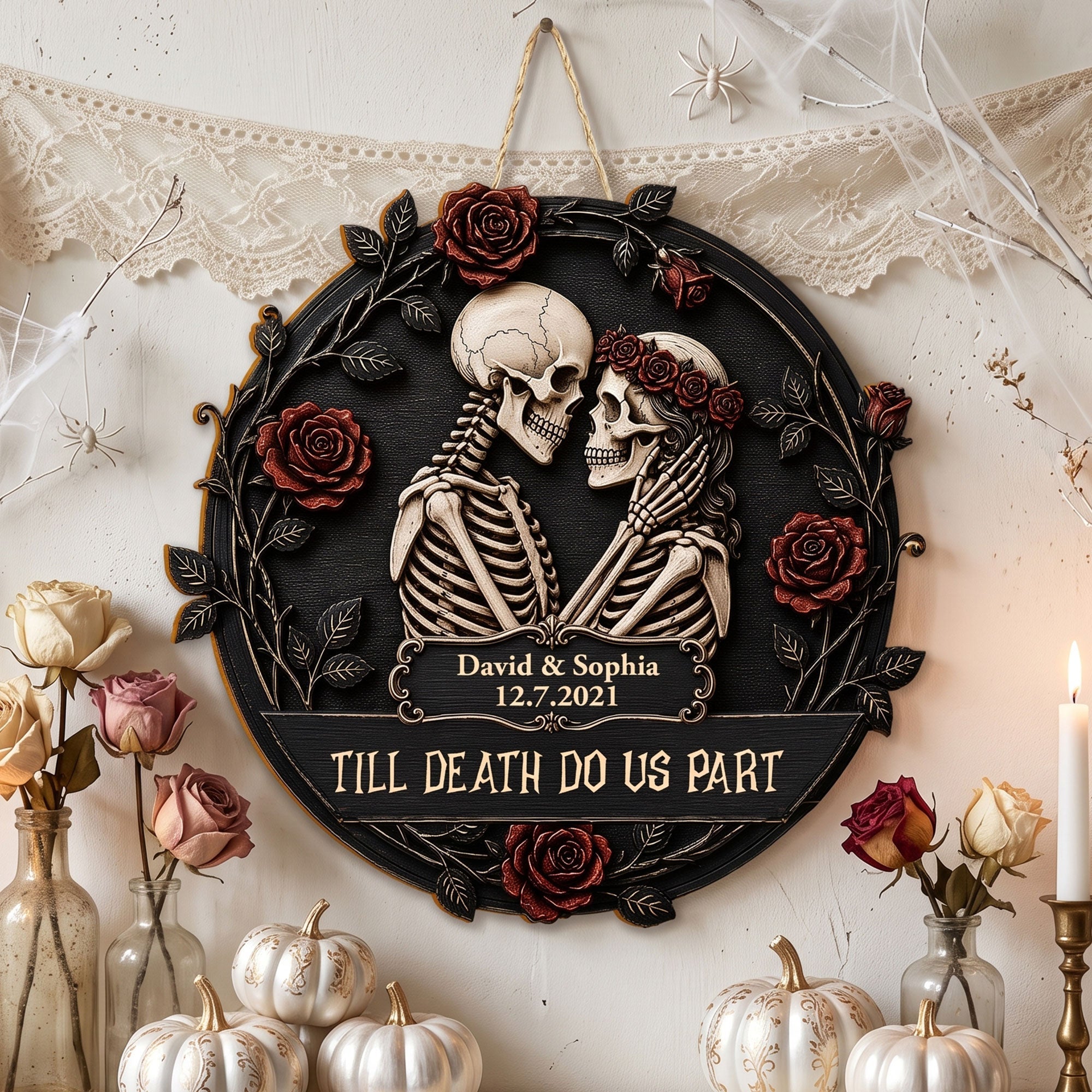 till death do us part gothic romance anniversary gift for him her personalized wood sign 1