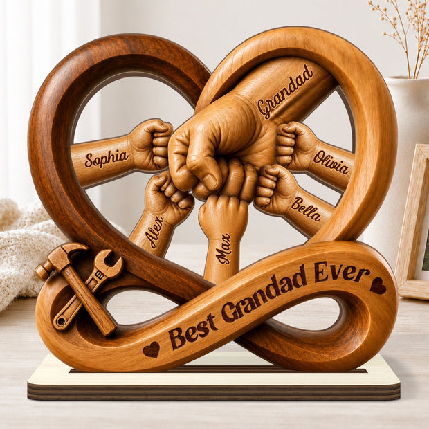 Best Dad Ever Fist Bump Infinity - Personalized Wooden Plaque - Gift For Father's Day