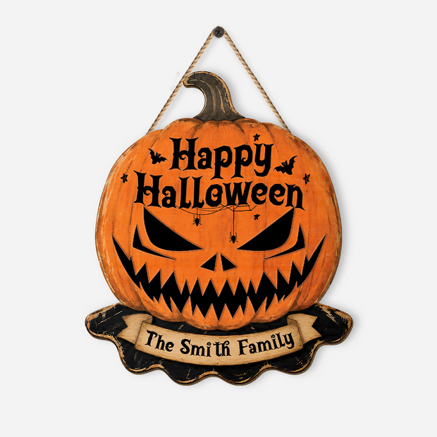 Happy Halloween Skull Wood Sign - Personalized Wood Sign - Halloween Gift For Halloween