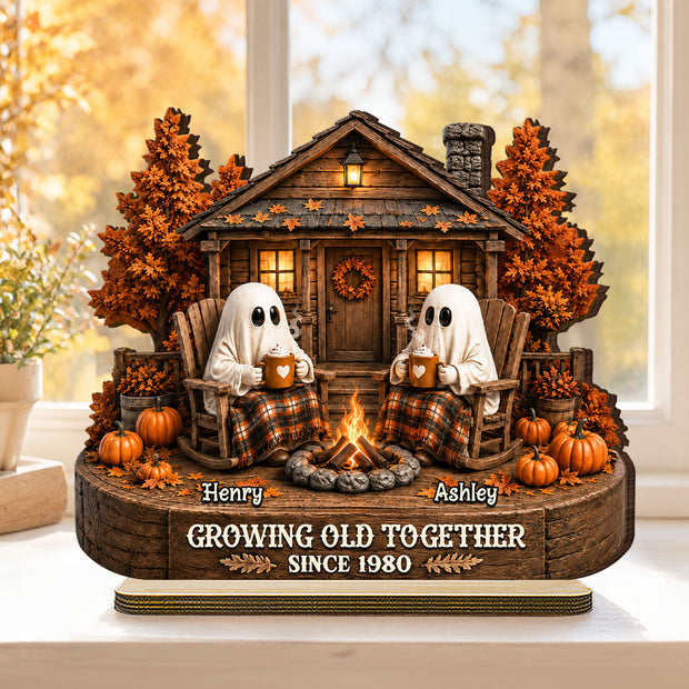 Cute Boo Couple Fall Season Halloween - Personalized 2-Layered Wooden Plaque - Gift For Halloween