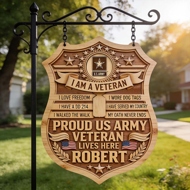 Proud Veteran - Personalized Wood Sign - Gift For Veterans