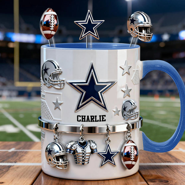 Love Football - Personalized Set Accent Mug with Acrylic Stirres  - Gift For Football Lovers
