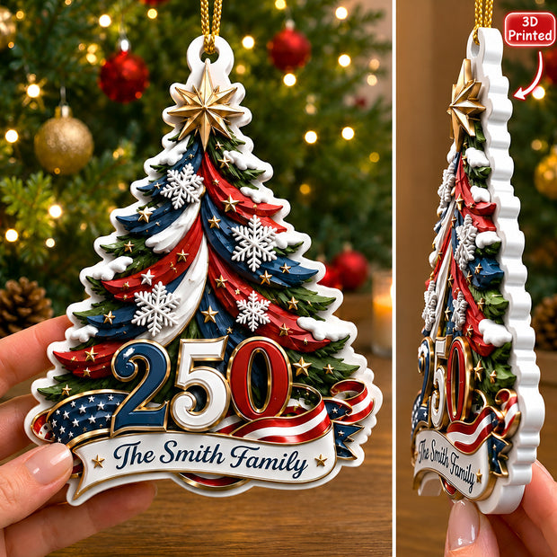 Celebrate 250 Years Of America - Personalized 3D Acrylic Ornament - Chrismas Gifts For Family
