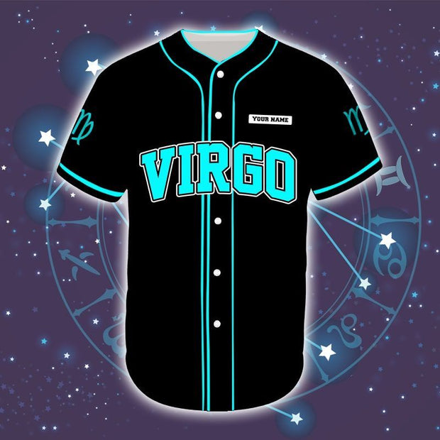 Custom Name I Am A Virgo Guy Zodiac Blue - Personalized Baseball Jersey