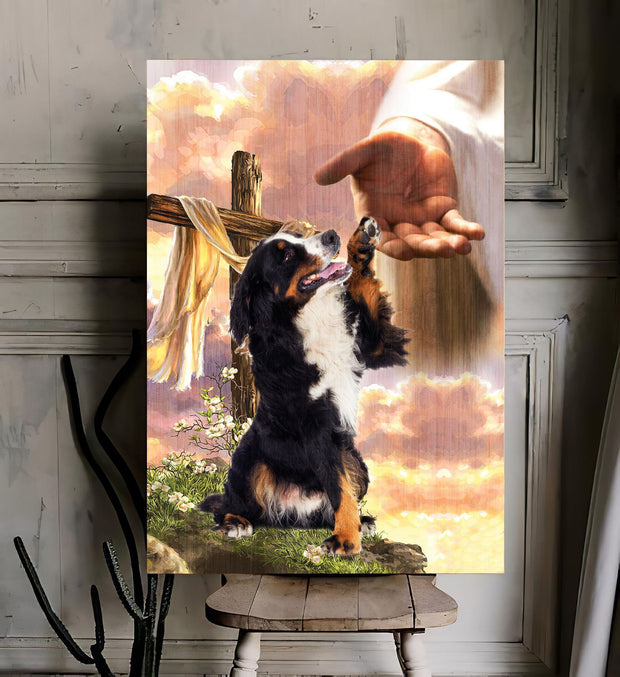 Bernese Mountain God Jesus Hand Canvas