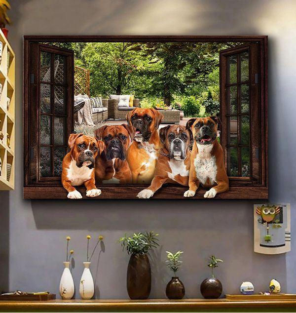 Boxer Dog Window View Canvas