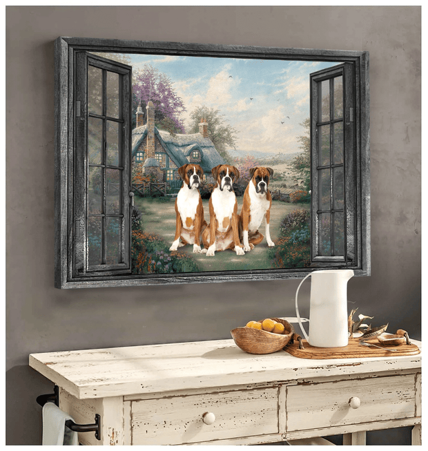 Boxer Dog Window View Canvas