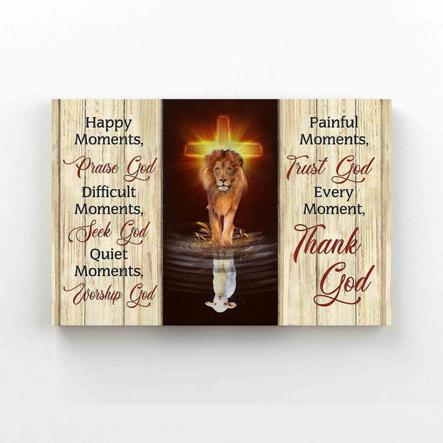 Happy Moments Praise God Jesus Canvas Lion Lamb Christmas Canvas QT305266Ee