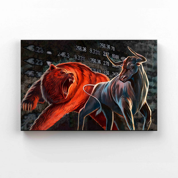 Bull And Bear Stock Market Canvas
