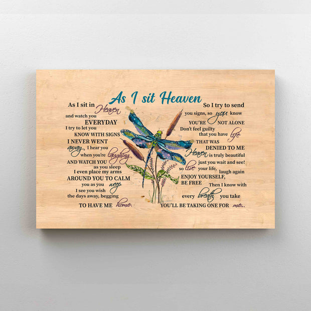 As I Sit In Heaven Dragonfly Memorial Canvas HY209035